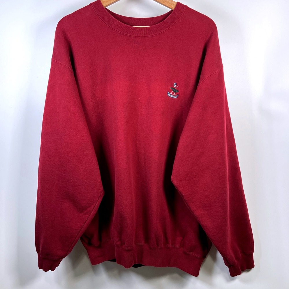 Faconnable Vtg‎ Mens Burgundy Red Golf Bird Crest Crewneck Sweatshirt Large 90s